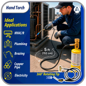 Appli Parts APHT-3SW Hand Torch With Hose and Igniter Lighter for Soldering Brazing with Map and Propane Fuel for plumbing air conditioning refrigeration and more
