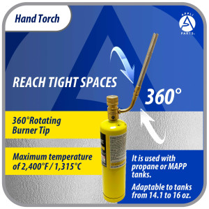 Appli Parts APHT-1 Single Burner Hand Torch Soldering Brazing with Map or Propane Fuel Swivel Tip in plumbing electricity refrigeration air conditioning and more