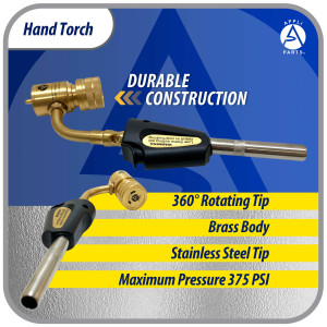 Appli Parts APHT-1S Single Burner Hand Torch with Starter Lighter for Soldering Brazing with Mapp or Propane Fuel Swivel Tip for uses in plumbing refrigeration air conditioning and more
