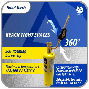 Appli Parts APHT-1S Single Burner Hand Torch with Starter Lighter for Soldering Brazing with Mapp or Propane Fuel Swivel Tip for uses in plumbing refrigeration air conditioning and more