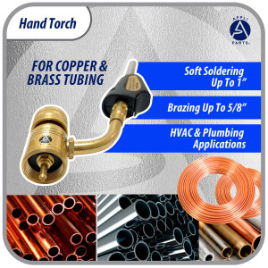 Appli Parts APHT-1S Single Burner Hand Torch with Starter Lighter for Soldering Brazing with Mapp or Propane Fuel Swivel Tip for uses in plumbing refrigeration air conditioning and more