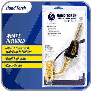 Appli Parts APHT-1S Single Burner Hand Torch with Starter Lighter for Soldering Brazing with Mapp or Propane Fuel Swivel Tip for uses in plumbing refrigeration air conditioning and more