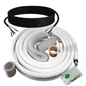 Appli Parts APLS-K38581250 Kit de Tuberia Mini Split 3/8 x 5/8 in, 4 m, con Aislante 1/2, Manguera Desague, Cinta Momia y Cinta Teflon. Fabricado en cobre y aluminio