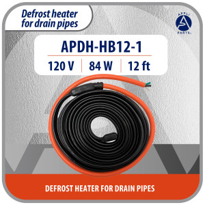 Appli Parts APDH-HB12-1 Resistencia 120 V, 84 W, 3.65 m, de Cable Sumergible para tuberia de drenaje de Cuarto Frio o Cava Congelador
