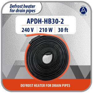 Appli Parts APDH-HB30-2 Resistencia 240 V, 210 W, 9.1 m, de Cable Sumergible para tuberia de drenaje de Cuarto Frio o Cava Congelador