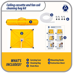 Appli Parts APCC-4848A Ceiling Cassette and Fan Coil Cleaning Bag Kit 47.2 x 47.2 in, reusable, waterproof, with 9 ft 2 in drain hose, replaces model 536