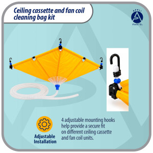 Appli Parts APCC-4848A Ceiling Cassette and Fan Coil Cleaning Bag Kit 47.2 x 47.2 in, reusable, waterproof, with 9 ft 2 in drain hose, replaces model 536