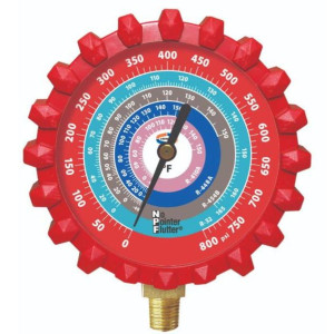 Esfera Manometro G439ND A2L Roja Alta 80mm R-32/R-454B/R-448A/R-410A Psi/ F

