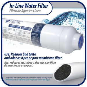 Appli Parts APWF-100 Filtro de Agua en Linea con conexion de 1/4 de pulg (Conectores no incluidos) vida util de 2500 galones o de 6 a 12 meses, para presiones entre 30 y 125 PSI
