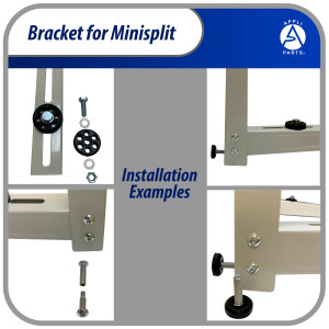 Appli Parts APAB-3160 Soporte de Montaje en Pared para Mini Split. Soporta hasta 160 kg, Compatible con 5000 a 36000 BTU, Incluye Barra con Nivel, Gomas Antivibracion y Kit Completo de Instalacion