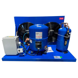 Danfoss OP-HGZ160D39Q Condensing Unit Microchannel Coil 12HP MBP 230V/3Ph/60Hz R134a,R404A,R448A,R449A,R452A,R513A POE Oil 2 Fan with Reciprocating Compressor MTZ160-3 115N0324
