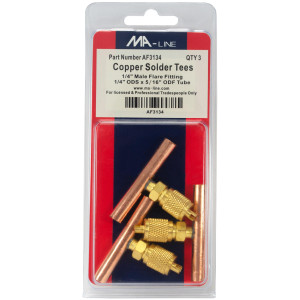 MA-Line AF3134 1/4in ODS x 5/16in Tee de Cobre Soldada con Puerto de 1/4pulg Flare Macho (3 por Caja)