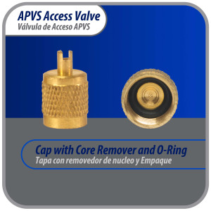 Appli Parts Valvula de acceso de 1/4 SAE x 3/16 pulg OD x con vastago de cobre de 8cm de largo con nucleo y tapa de laton con removedor de nucleo y empacadura APVS-143163