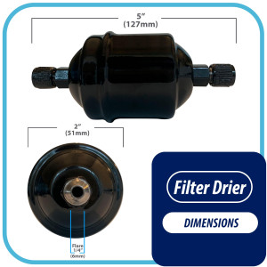 Appli Parts APFD-052 Filtro Secador 1/4 pulg para linea Liquido para Sistemas de Refrigeracion y aire acondicionado 052 SAE Rosca Universal Unidireccional 114mm Largo 51mm Ancho