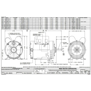 US Motors D2CP1PH 2 HP 3600 rpm, 115/230 V, 60 Hz, 1 Ph, 1 eje, ODP, 1 Velocidad, Rotacion Reversible, Marco 56H, T063CNL2151012B