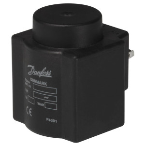 Danfoss 018F4519 Solenoid Coil 110-120 V,60 Hz, 13.5 W, 50 Hz, 10 W, IP65, BQ120CS, DIN Spades