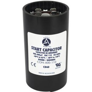Appli Parts CON-400-110 Motor Start Capacitor 400-480 MFD uF, 110-125 VAC. Universal for Electric Motor Applications, 1.75 in Wide, 3.38 in Height