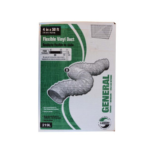 Lambro 219L Flexible White Vinyl Duct 4 inch X 50 ft 