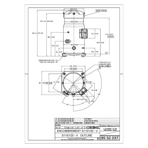 Danfoss SM110S3VC 9 tons 110,000 btu/h R22 Scroll Compressor for Air Conditioning 208-230/3/60 (V/Ph/Hz) Discharge 7/8 in, Suction 1-3/8 in, ODF, Mineral Oil SM110-3VI