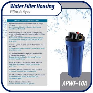 Appli Parts APWF-10A Filtro de Agua de 10 pulg color Azul con Conector Hembra de 3/4 pulg de Bronce (No incluye el elemento filtrante)