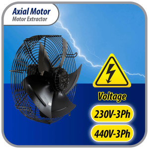 Appli Parts AXF-910-4 35-7/8 in Axial Fan Motor Guard Mounted Fan Blade 220-440V, 3Ph, 50-60Hz 2500W 1050rpm, Universal replacement for Cold Room Evaporators, Condensing Units, Work Temp -22F to 140F