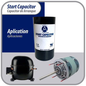 Appli Parts CON-590-110 Motor Start Capacitor 590-708 MFD uF, 110-125 VAC. Universal for Electric Motor Applications, 1.75 in Wide, 3.38 in Height