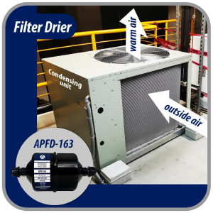 Appli Parts APFD-163 Filtro Secador 3/8 pulg para linea Liquido para Sistemas de Refrigeracion y aire acondicionado 163 SAE Rosca Universal Unidireccional 178mm Largo 76mm Ancho