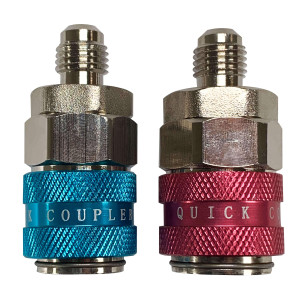 Appli Parts APQC-134K kit R134a de adaptador de acoplamiento rapido para carga de aire acondicionado automotriz incluye conexiones de presion de grado profesional recto alto y bajo de 1/4 pulg