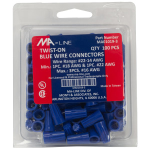 MA-Line MA01019-3 Terminal de Rosca Azul para Cables desde AWG 14 hasta 22. Bolsa de 100