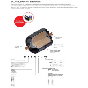 Danfoss 023Z0012 Filtro Secador 3/8pulg linea de Liquido para sistemas de aire acondicionado y refrigeracion DCL 303 Roscable 3-4.7tons Unidireccional 24.3cm Largo 8cm Ancho