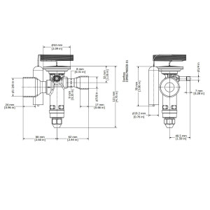 Danfoss 067N3164 23TR Valvula de Expansion Termostatica, TGE, R410A, 7/8x1-3/8 pulg Soldable, ODF, 1/4 pulg Ecualizacion externa, Bi-flow, -40 a 10 C remplaza 067N3184
