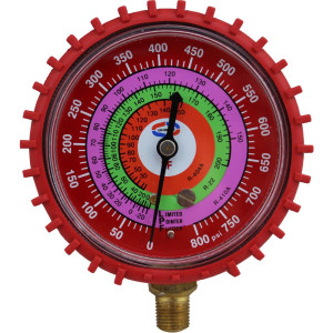Uniweld G529LD Esfera de Manometro Alta Roja R-410A,R-22,R-404A psi/Fahrenheit