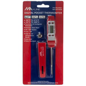 MA-Line MA-PDT392B Thermometer Pocket Digital. -40F to 392F. -40C a 165C. Switchable F/C.