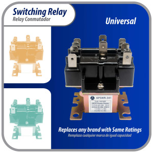 Appli Parts APSWR-341 90-341, 110 VAC, General Purpose Switching Relay, DPDT, for HVAC applications and other general electrical installations, Replaces APSR-341