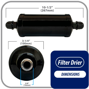Appli Parts APFD-305 Filtro Secador 5/8 pulg para linea Liquido para Sistemas de Refrigeracion y aire acondicionado 305 SAE Rosca Universal Unidireccional 267mm Largo 100mm Ancho