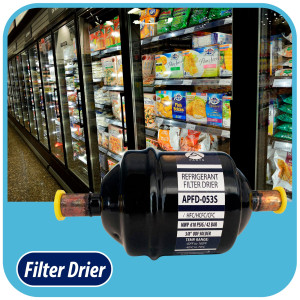 Appli Parts APFD-053S Filtro Secador 3/8 pulg para linea Liquido para Sistemas de Refrigeracion y aire acondicionado 053S ODF Soldable Universal Unidireccional 114mm Largo 51mm Ancho