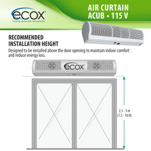 ecox ACUB09CA Cortina de Aire de 90 cm, 110 V, 60 Hz, 1 Ph, 100 W. Para uso Residencial o Comercial