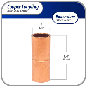 Appli Parts AP-A014B10 1/2 in, Anillo de Cobre Accesorios de tuberia de cobre CxC Conexiones soldadas para aplicaciones de refrigeracion, aire acondicionado, plomeria Tuberia ACR y tipo L, 10x Bolsa