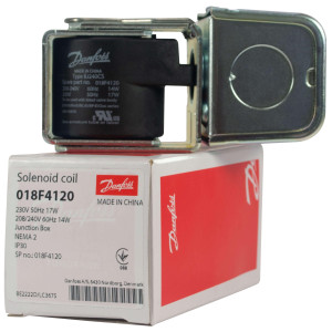 Danfoss 018F4120 Bobina para Solenoide 208-240 V, 60 Hz, 14 W, 230 V, 50 Hz, 17 W, BJ230CS, Caja de Conexion