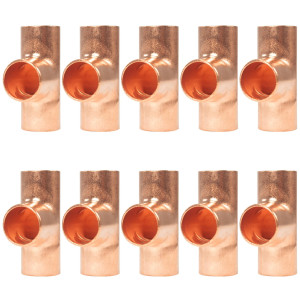 Appli Parts AP-T038B10 3/8pulg Tee de Cobre Conexiones CxCxC soldadas para aplicaciones de refrigeracion, aire acondicionado y plomeria Tuberia de Cobre ACR y Tipo L (10 x Bolsa)