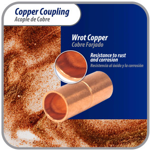 Appli Parts AP-A014 1/4 pulg Anillo de Cobre Accesorios de tuberia de cobre CxC Conexiones soldadas para aplicaciones de refrigeracion, aire acondicionado y plomeria Tuberia de cobre ACR y tipo L