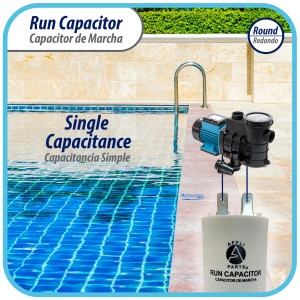 Appli Parts Condensador Capacitor de Marcha 50 Mfd uF (microfaradios) 250VAC CBB60 Cuerpo plastico para bombas de agua y otras aplicaciones Redondo UL E476928 10.8cm Alto 4.5cm Ancho CON-50-250-P