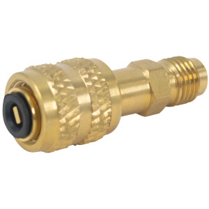 Appli Parts APCA-51614S  Adaptador de Carga 5/16 pulg Hembra x 1/4 pulg Macho, SAE, Compatible con R410A, Mini Split con Pivote, valvula Gusanillo y depresor