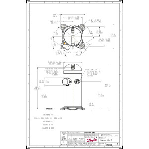 Danfoss HRH054U1LP6 4.5 tons 54,000 btu/h R410A Scroll compressor for Air conditioning 208-230/1/60 V/Ph/Hz Discharge 1/2 in, Suction 7/8 in, ODF, PVE Oil 121L1301, 121L1298, 121L8541, 121L8542