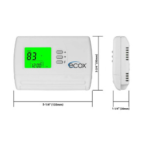 ecox Single Stage Thermostat, Non-Programmable, Cooling and Heating, 24 Volts or Battery Operated TEDIBNXXSV1