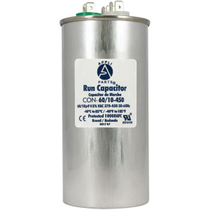 Appli Parts Condensador Capacitor de Marcha 60+10 Mfd uF (microfaradios) 370VAC o 450VAC CBB65 Universal Aire acondicionado y aplicaciones Redondo UL E476928 13.3cm Alto 5.7cm Ancho CON-60/10-450