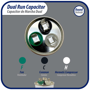 Appli Parts Condensador Capacitor de Marcha 60+10 Mfd uF (microfaradios) 370VAC o 450VAC CBB65 Universal Aire acondicionado y aplicaciones Redondo UL E476928 13.3cm Alto 5.7cm Ancho CON-60/10-450