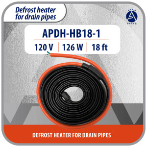 Appli Parts APDH-HB18-1 Resistencia para Tuberia y Drenaje 120 V, 126 W, 5.5 m, Cable Calefactor Anticongelacion para Cuarto Frio, Cava, Congelador y Refrigeracion, 7 W/ft