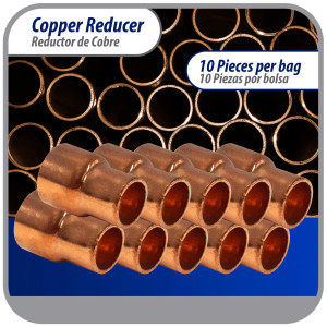 Appli Parts AP-R012038 1/2x3/8 in Reducing Bushing Copper pipe fittings C x C Sweat connections for refrigeration, air conditioning and plumbing applications ACR and Type L copper pipe