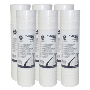 Appli Parts APFC-105P Empaque de 6 Cartucho para Filtro de Agua de 10 pulg de longitud y 5 Micrones, compatible para filtracion de sedimentos, liso de fibra de Polipropileno